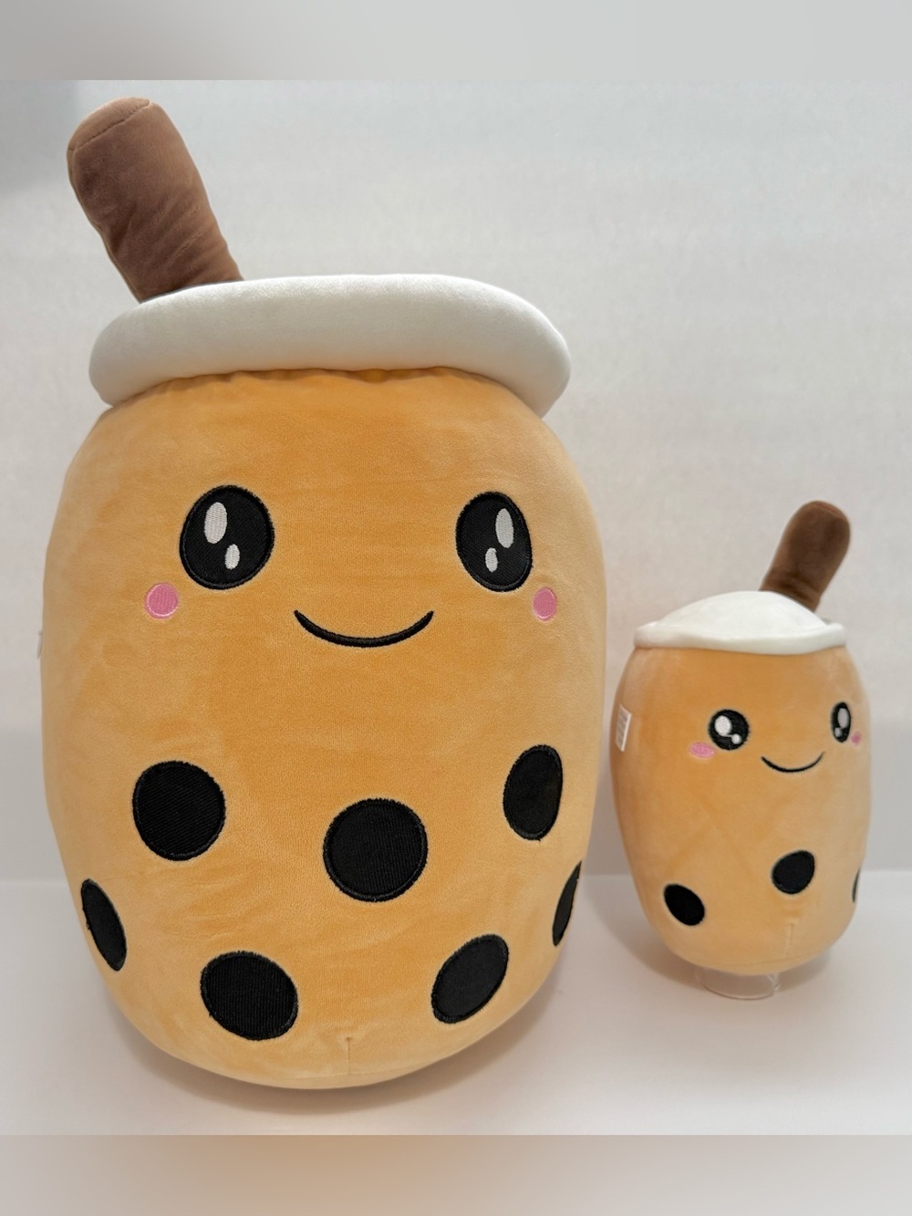 Boba Tea Plush Duo - Cute Peach Coloured Plush with Tapioca.